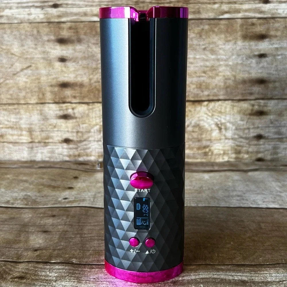 Unbranded‎ Cordless Automatic Hair Curler Grey Pink LCD Display Portable Travel